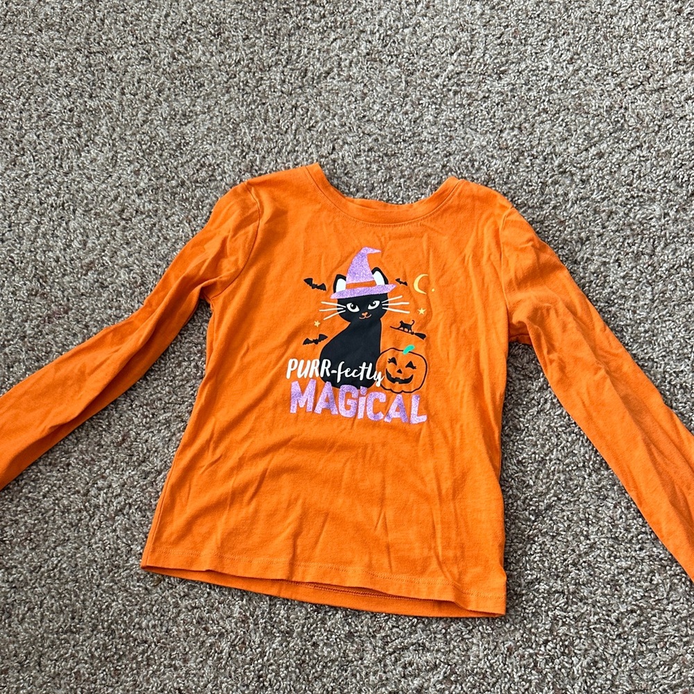 Wonder Nation Orange Magical Cat Long Sleeve Tee